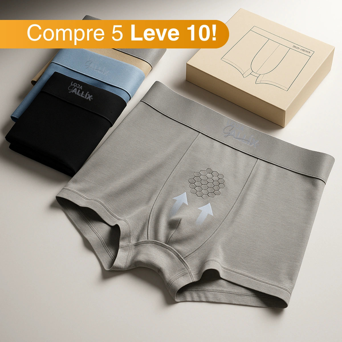 Kit Cuecas Tecnológicas IceBoxer Anti-Suor - Compre 5 Leve 10
